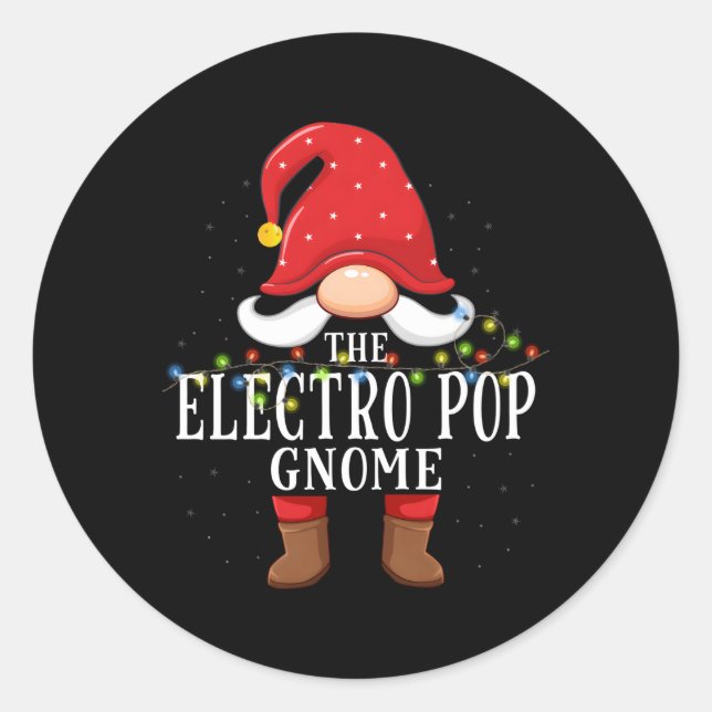 Electro Pop Gnome Family Pajama Classic Round Sticker (Front)