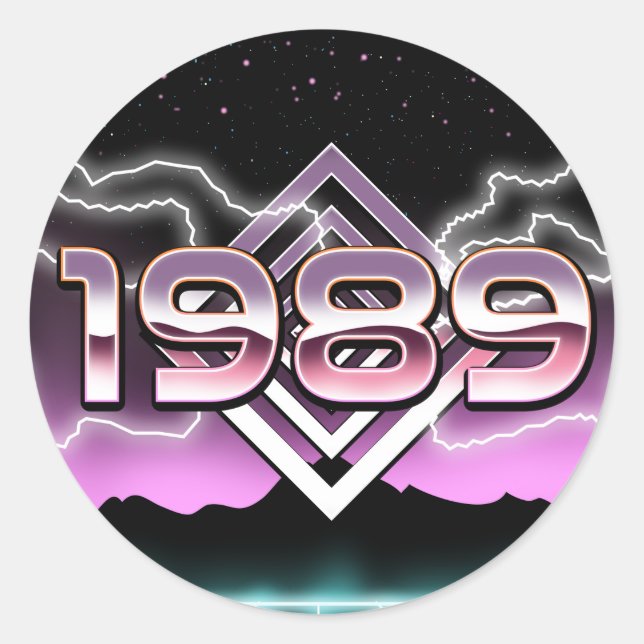 Electronic 1989 photo print classic round sticker (Front)