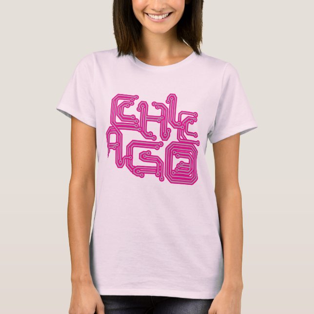 Electronic Chicago PCB T - Girly Pink T-Shirt (Front)