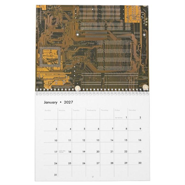 electronic circuit board, 2012 calendar (Jan 2027)