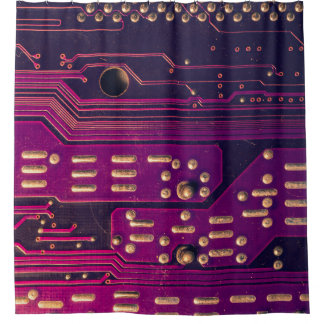 Electronic circuit board abstract background. comp shower curtain