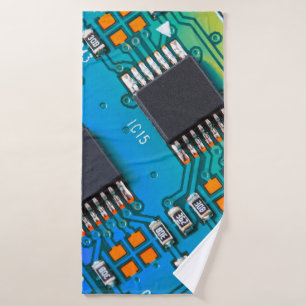 Electronic circuit board close up. background,boar bath towel