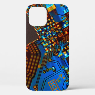 Electronic circuit board close up. background,boar iPhone 12 case