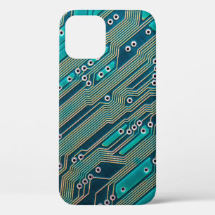 Electronic circuit board close up. background,boar iPhone 12 case