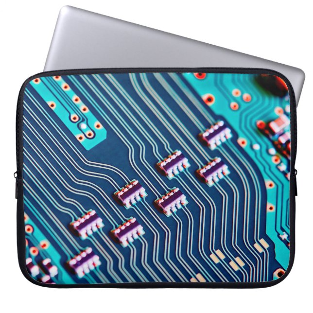 Electronic circuit board close up. background,boar laptop sleeve (Front)
