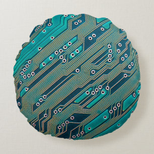 Electronic circuit board close up. background,boar round cushion