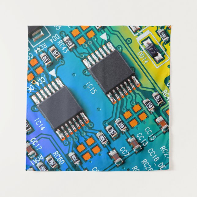 Electronic circuit board close up. background,boar tapestry (Front)