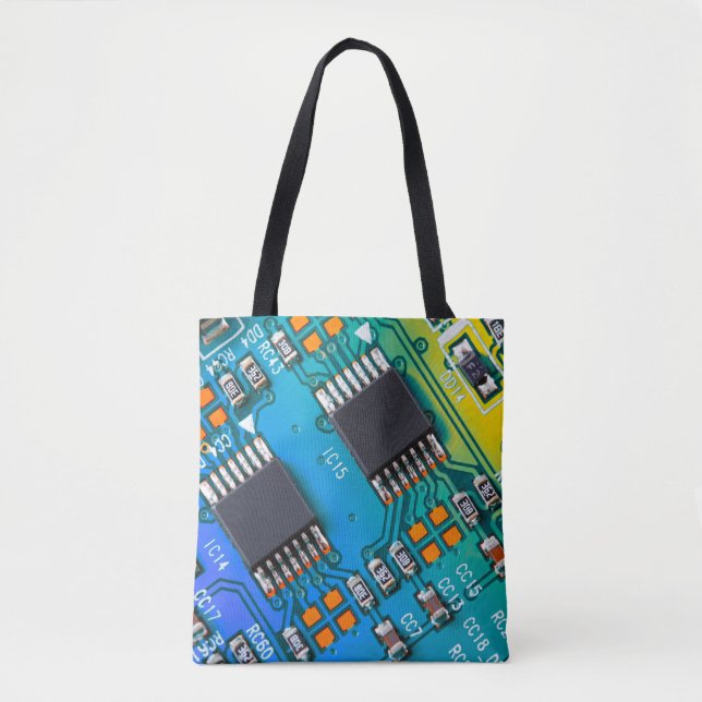 Electronic circuit board close up background,boar tote bag (Front)