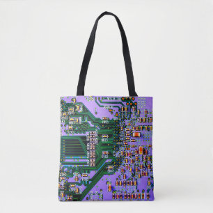 Electronic circuit board close up. background,boar tote bag