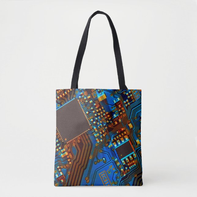 Electronic circuit board close up. background,boar tote bag (Front)