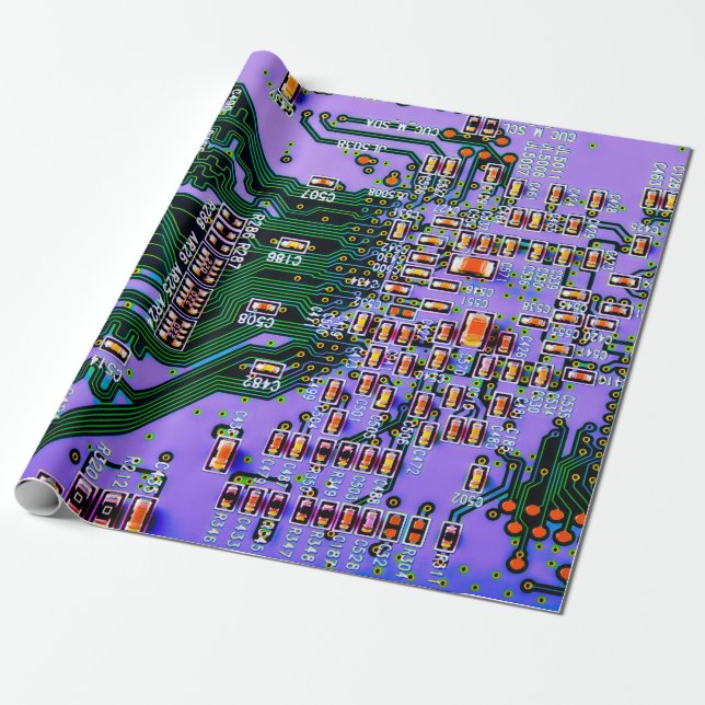 Electronic circuit board close up. background,boar wrapping paper (Unrolled)