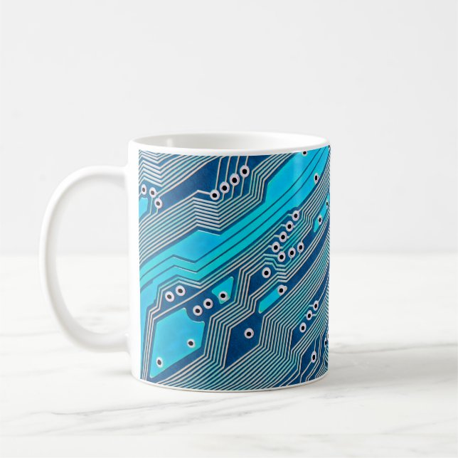Electronic circuit board close up. circuit,board,b coffee mug (Left)