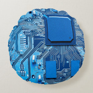 Electronic circuit board close up. circuit,board,s round cushion