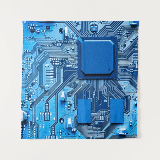 Electronic circuit board close up. circuit,board,s tapestry (Front)