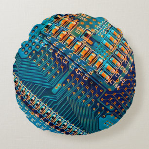 Electronic circuit board close up. computer,semico round cushion