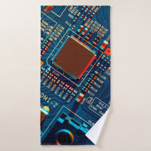 Electronic circuit board close up. electronic,micr bath towel