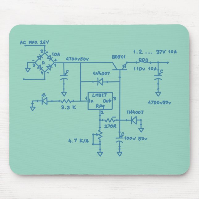 electronic circuit scheme technology blueprint gee mouse pad (Front)