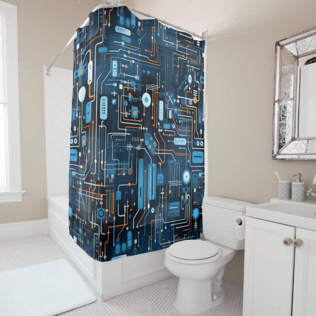 Electronic Circuit Shower Curtain (In Situ)