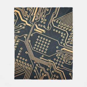 Electronic components, computer card close-up, dig fleece blanket