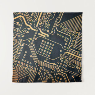 Electronic components, computer card close-up, dig tapestry