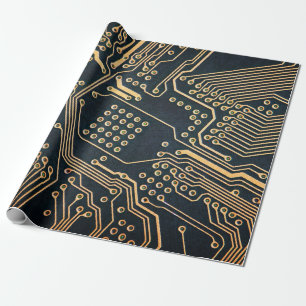 Electronic components, computer card close-up, dig wrapping paper