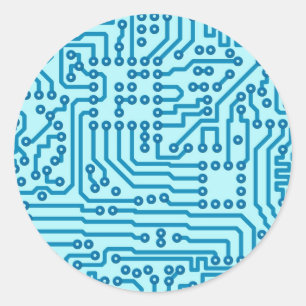 Electronic Digital Circuit Board Classic Round Sticker