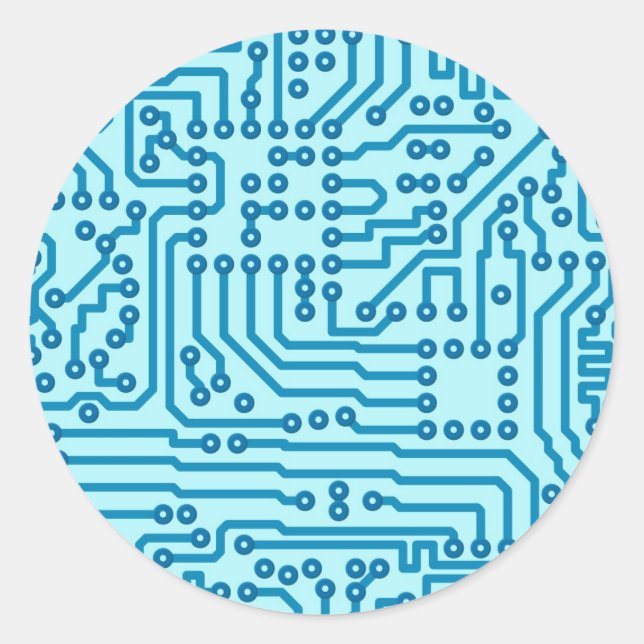 Electronic Digital Circuit Board Classic Round Sticker (Front)