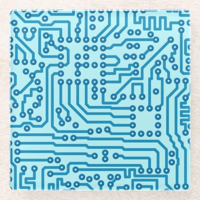 Electronic Digital Circuit Board Glass Coaster (Front)