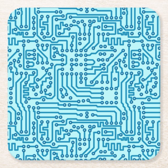 Electronic Digital Circuit Board Square Paper Coaster (Front)