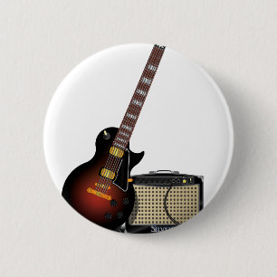 Electronic Guitar 6 Cm Round Badge