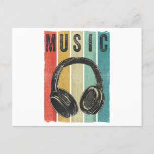 Electronic Music Lover DJ Gift Vintage Retro Headp Holiday Postcard