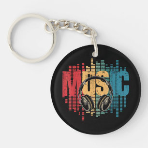 Electronic Music Lover DJ Vintage Headphones Key Ring