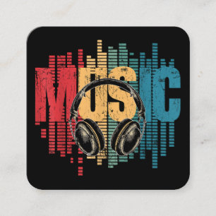 Electronic Music Lover DJ Vintage Headphones Square Business Card