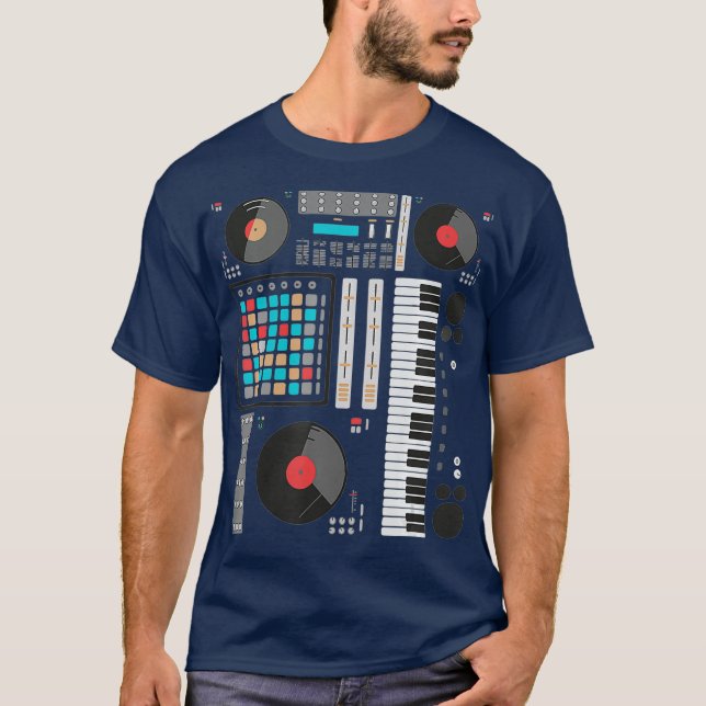 Electronic Music Synthesizer Techno Music DJ T-Shirt (Front)