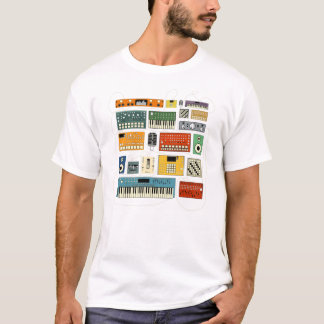 Electronic Musician with Synthesizer and Drum Mach T-Shirt