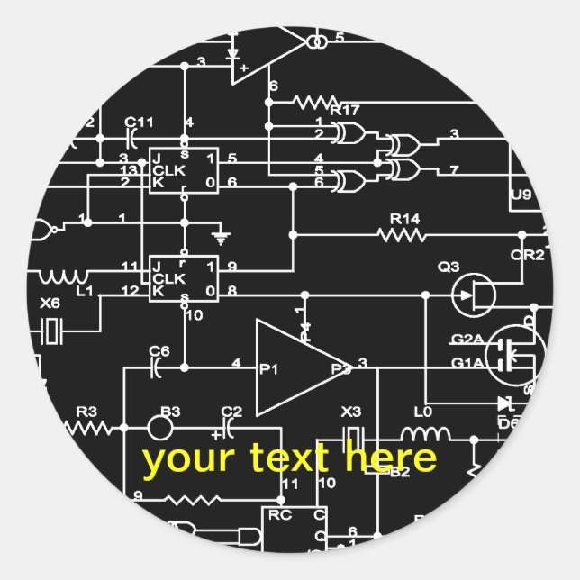 electronic project classic round sticker (Front)