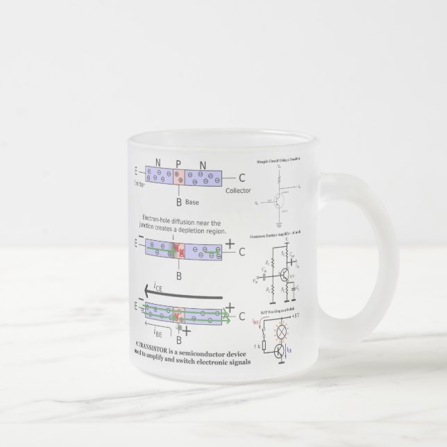 Electronic Signal Amplify Transistor Semiconductor Frosted Glass Coffee Mug (Right)