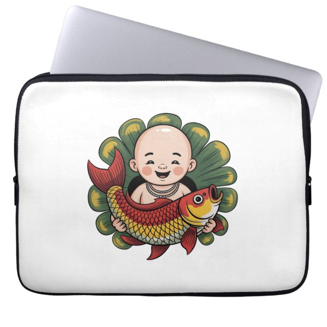 Electronics Bag | Cute Boy with Lucky Koi (Front)