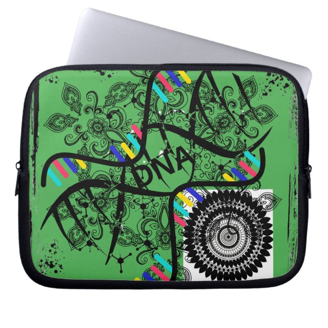 Electronics Bag  green dna helix pattern (Front)