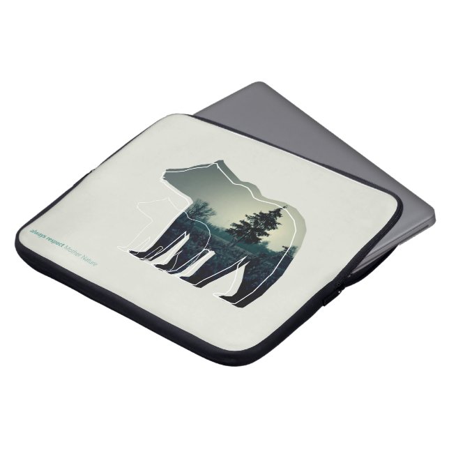 Electronics bag with line icon bear with forest (Front Top)