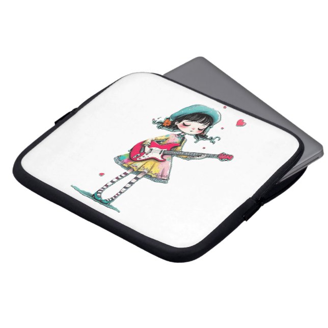 Electronics Bag With Whimsy Girl Playing Guitar (Front Top)
