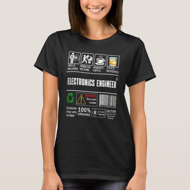 Electronics Engineer Label Skills Solving Coffee W T-Shirt (Front)