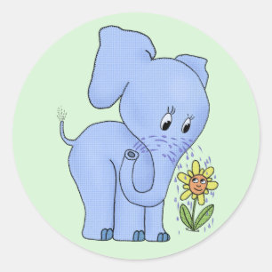 Elefant mit Blume Classic Round Sticker