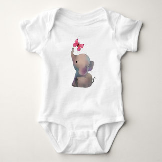 Elefant mit rosa Falter Baby Bodysuit