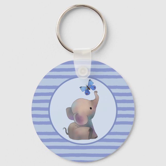 Elefant mit Schmetterling  Key Ring (Front)