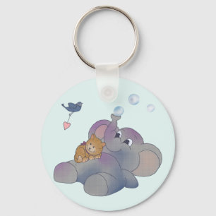 Elefant und Kätzchen Key Ring