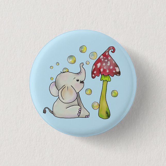 Elefant und Pilz  3 Cm Round Badge (Front)