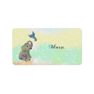 Elefant und Vogel Label