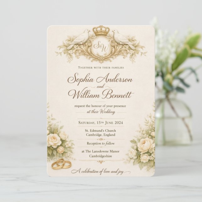 ElegaElegant orange Floral Wedding Invitation Temp (Standing Front)