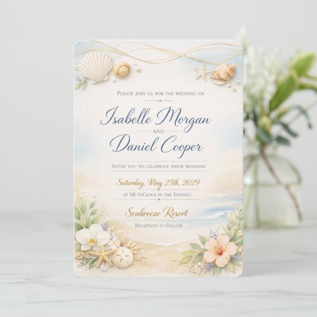 ElegaElegant orange Floral Wedding Invitation Temp (Standing Front)